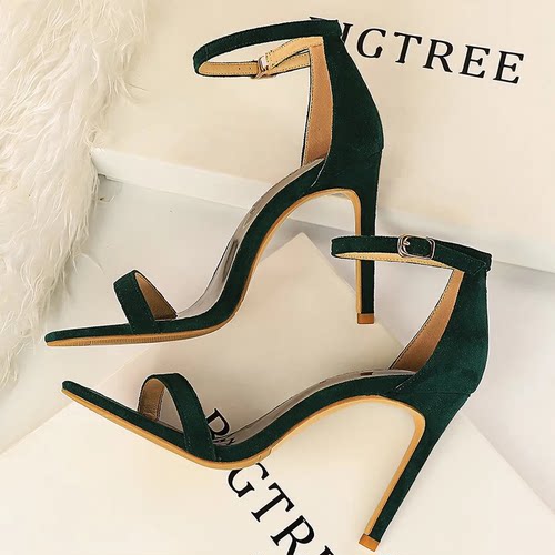 BIGTREE Shoes Summer Women Sandals Suede Hollow High Heels S