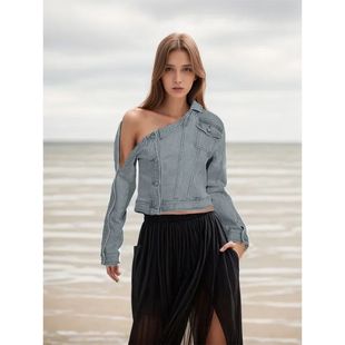 Plus Size Blue Formal Jacket Casual Short Streetwear Stand-U