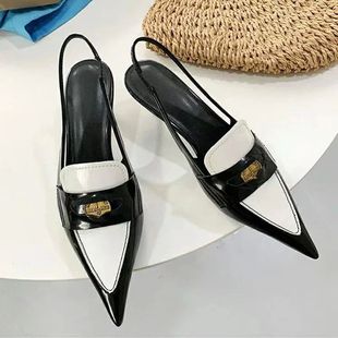 2024 Women High Heel Shoes Low Heels Metal Decor Mixed Color