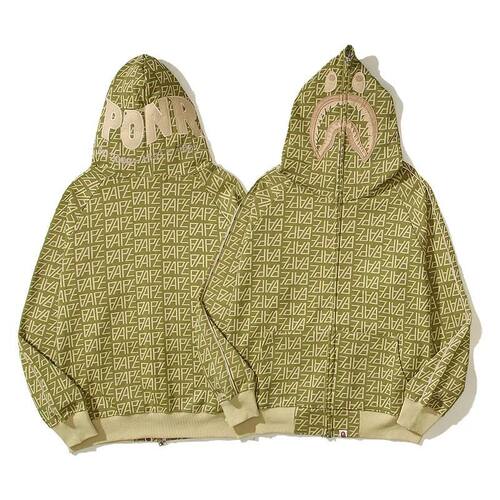 Trendy Japanese Style Shark Mouth Printed Desert Color Hoode