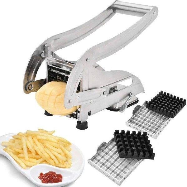 LMETJMA French Fry Cutter with 2 Blades Stainless Steel Pota