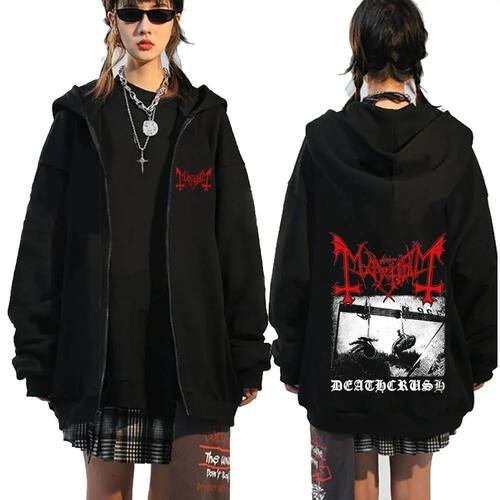 Mayhem Deathcrush Music Zip Up Hoodies Death Metal Gothic Ba