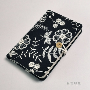 启恒印象A6刺绣布面笔记本a5复古文艺手账本日记本记事本