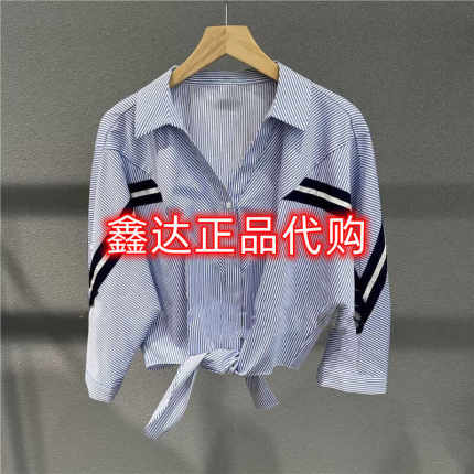 爆款主推2026春夏新宽松蝙蝠七分袖翻领海军风气质网红衬衫002
