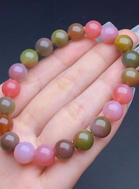 盐源玛瑙单圈手链男女款盐源玛瑙圆珠时尚手串饰品直播