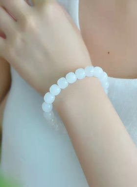 10mm老型和田白玉手链包邮女礼物