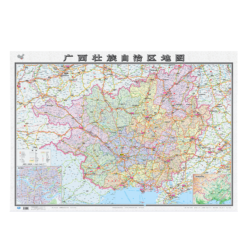 【加厚版】广西壮族自治区地图2026年新版106*76厘米贴图高清防水家用商务办公广西交通旅游行政区划地图
