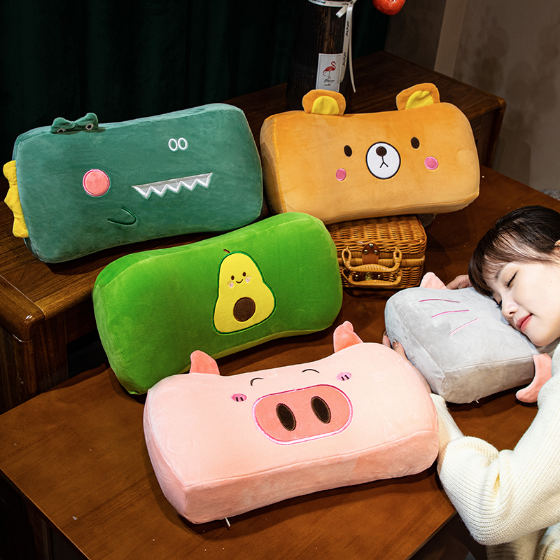 卡通恐龙牛油果多功能毛绒枕头记忆棉抱枕学生午睡枕护腰便捷靠垫
