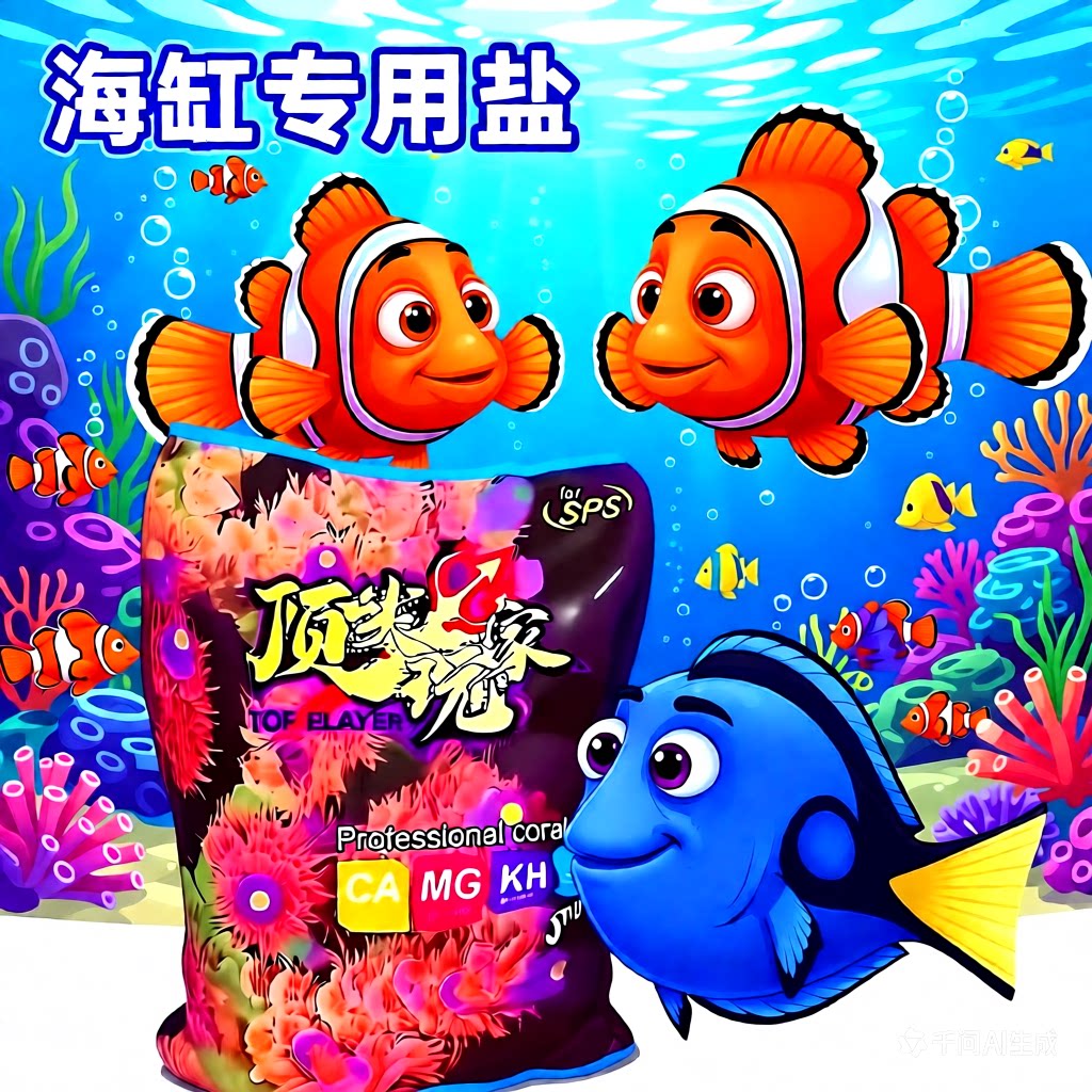 买3送1顶玩家海盐珊瑚盐养小丑鱼海水鱼缸专用盐养海葵海星养寄居