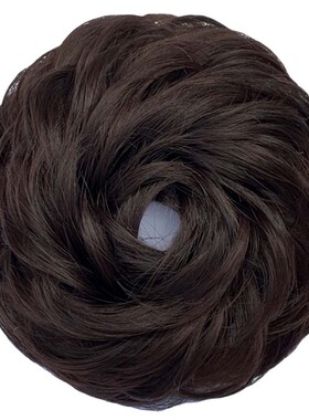 新品假发真发圈高丸子头花女卷造型发饰自然盘发花苞皮筋蓬松包邮