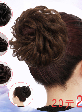 假发花花卷卡琪丝酒红色女仿真发皮筋圈盘头减龄头花丸子包包邮