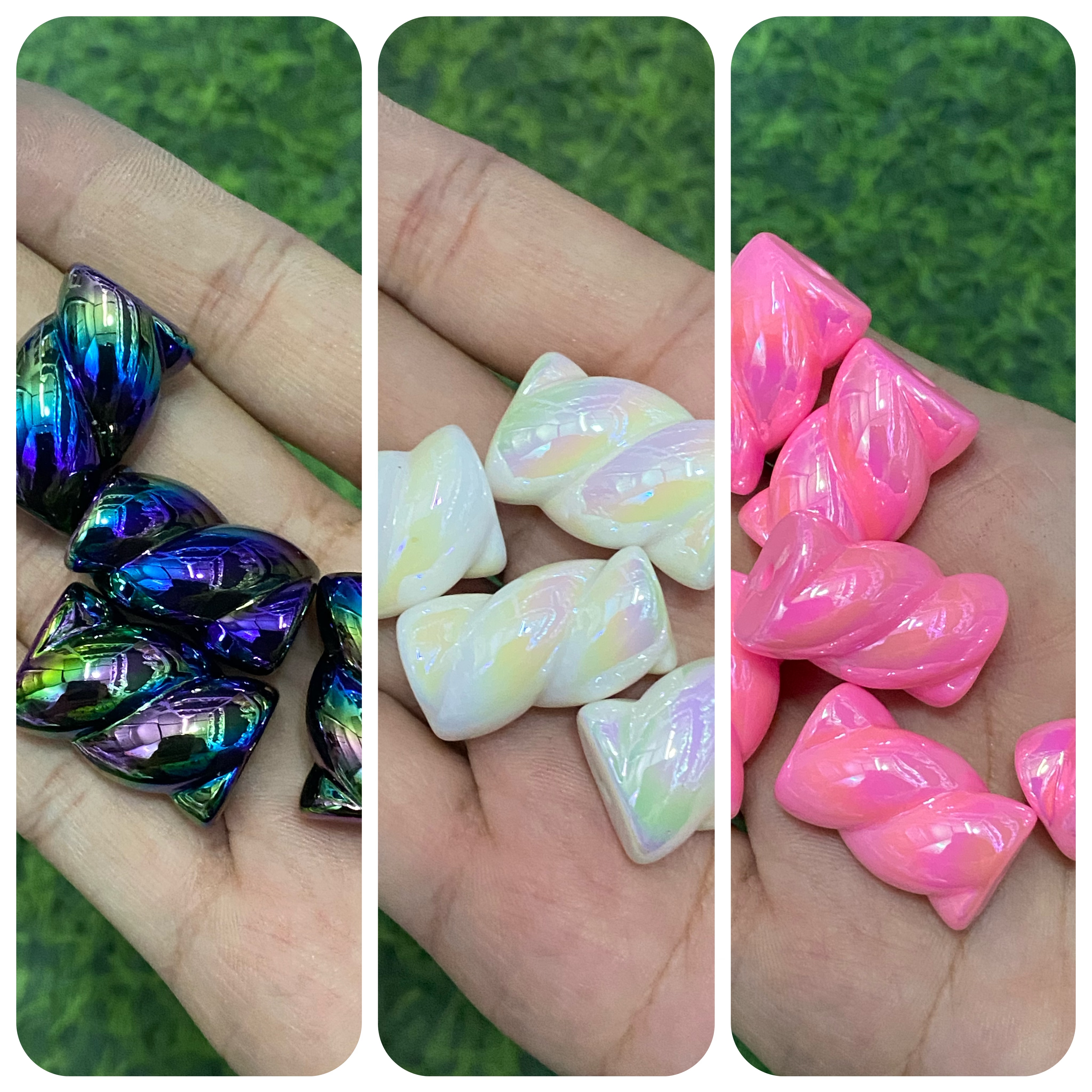 棉花糖手绘底胚高亮镀彩百搭多巴胺骚粉通孔珠DIY手机包链女配饰