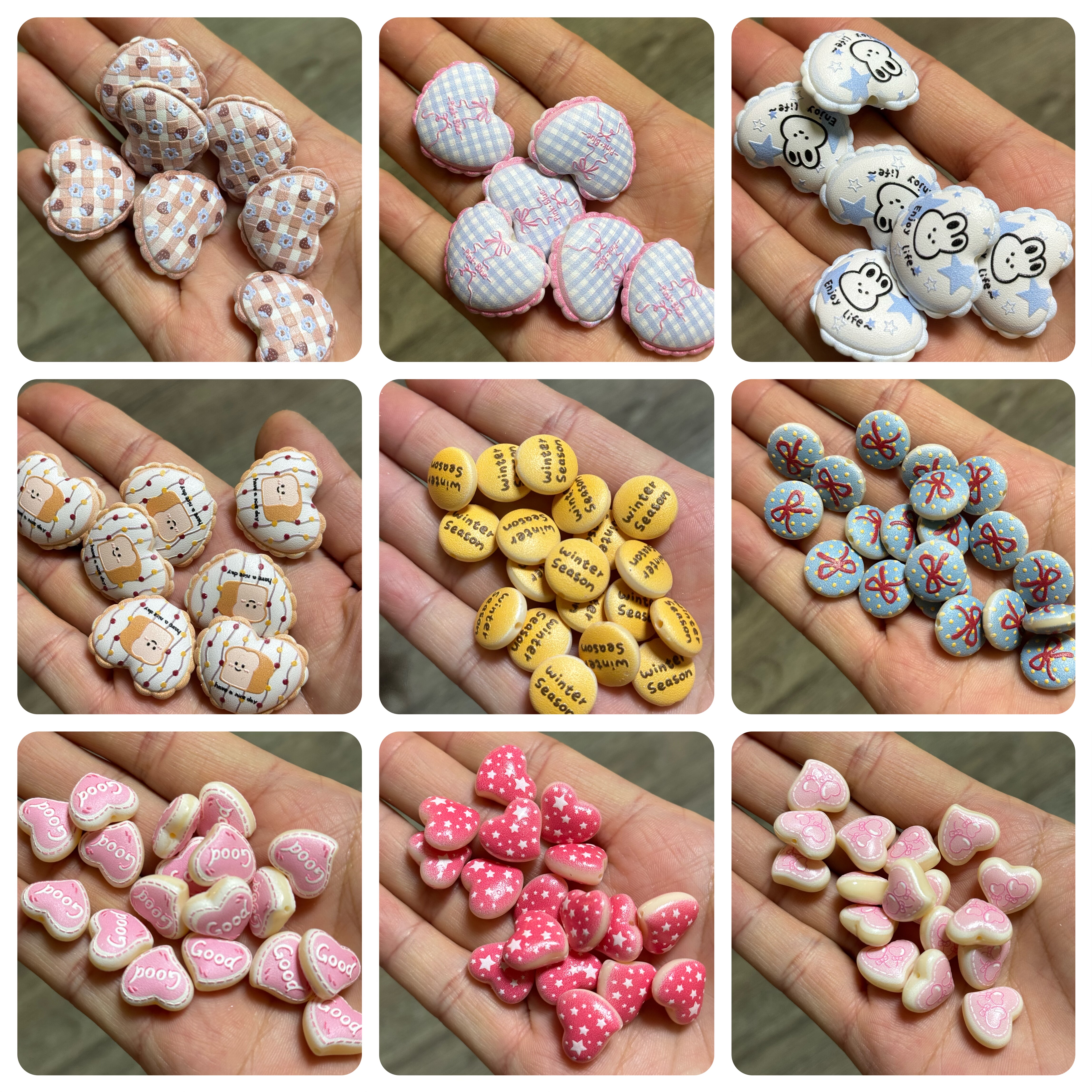 【亚克力浮雕】百搭爆款圣诞印花云朵蕾丝枕云朵跨境通孔DIY配饰