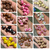 爆款 布朗噗噗草莓可爱兔熊头透色横孔珠DIY手机包链钥配饰