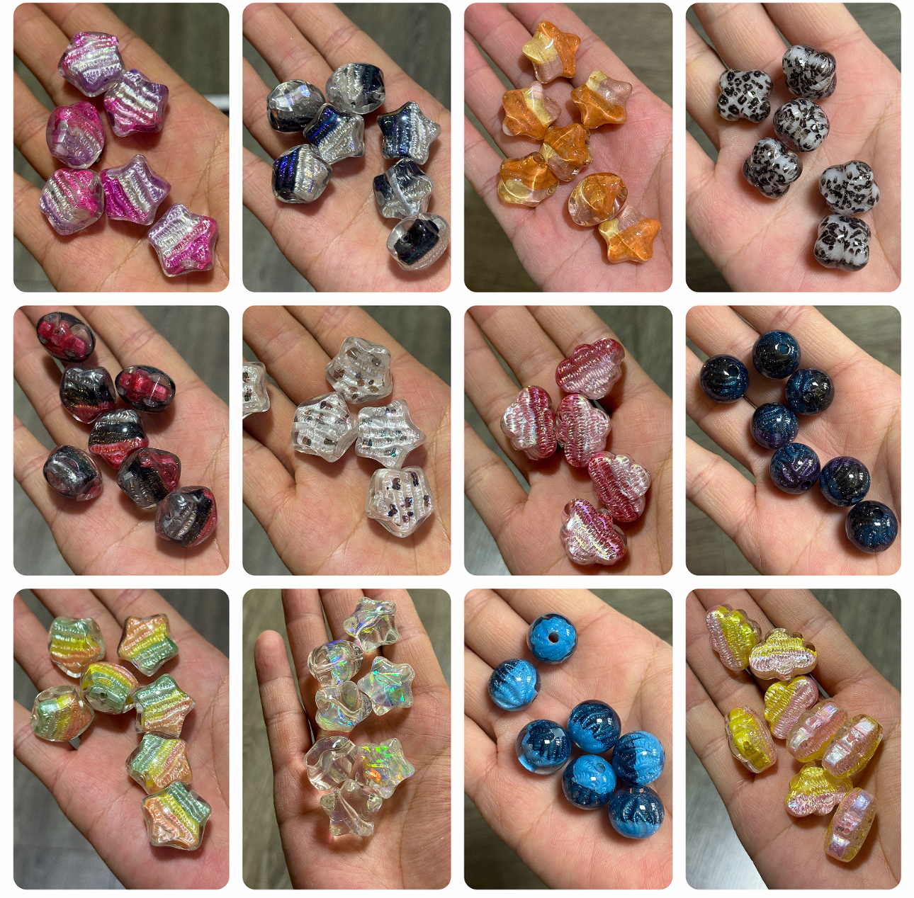 树脂油画糖果纸高品质通孔渐变星星贝壳DIY手机包链钥匙扣配饰