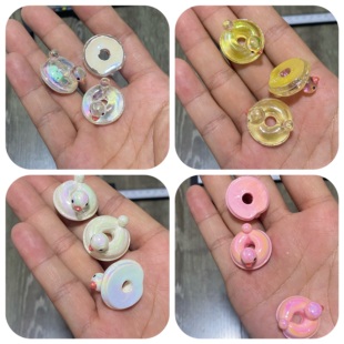 手绘小鸭子泳圈底胚优质百搭通孔日韩可爱DIY手机包链钥匙扣配饰