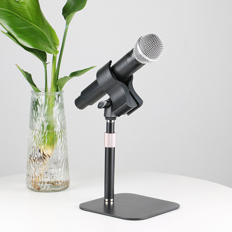 大号桌面话筒支架方底座无线麦克风夹子金属台式手持电容麦固定夹