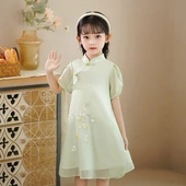 中式 女童旗袍裙礼服 公主裙演出服儿童裙子夏装 连衣裙夏季 2024新款