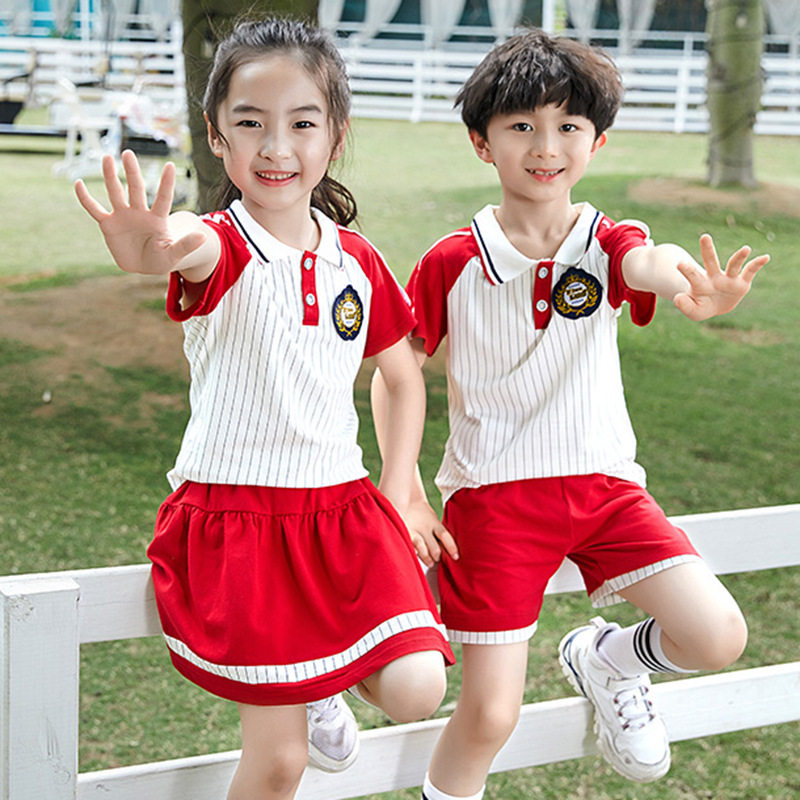 幼儿园园服夏装中小学生校服短袖毕业照儿童班服运动套装学院风