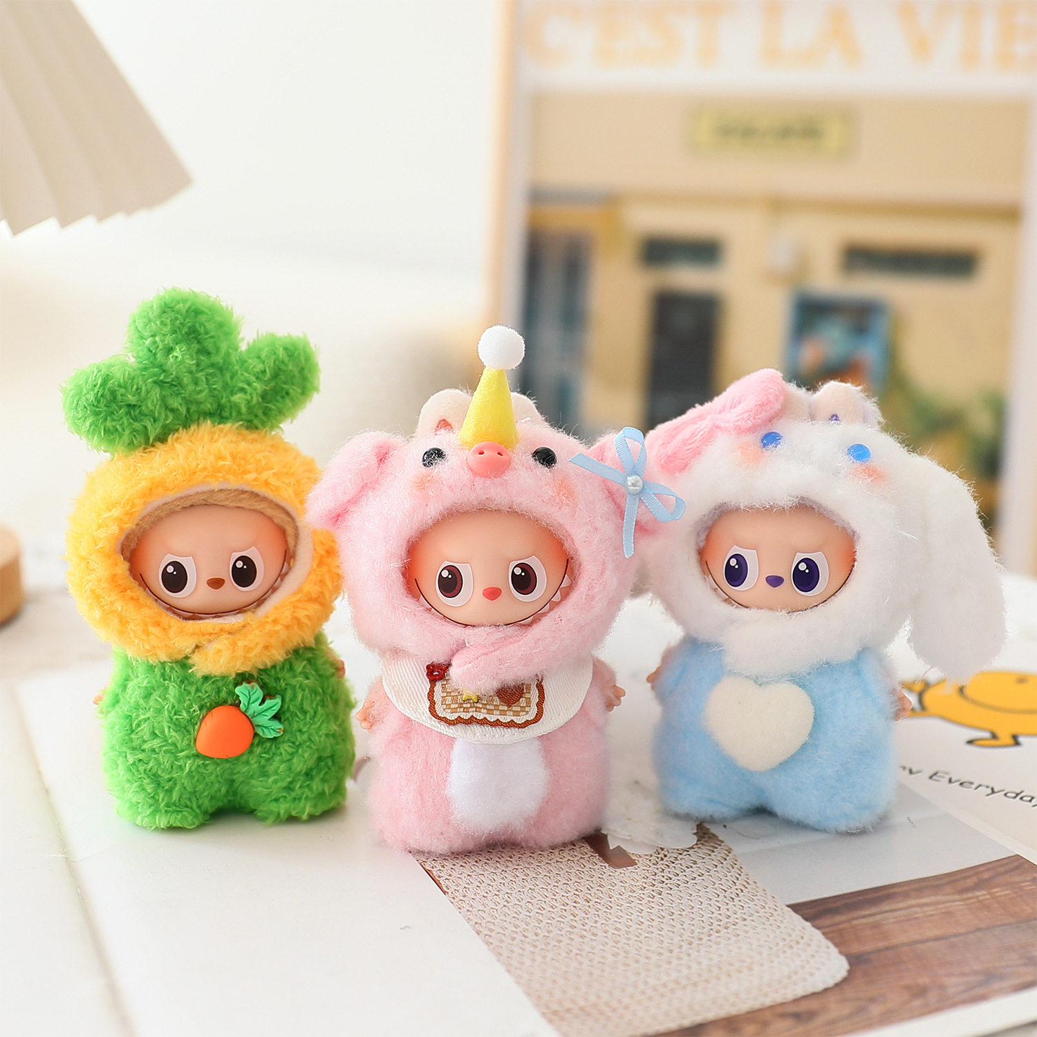 娃衣四代10cm拉布布可爱卡通头套套装4.0心底密码labubu挂件衣服