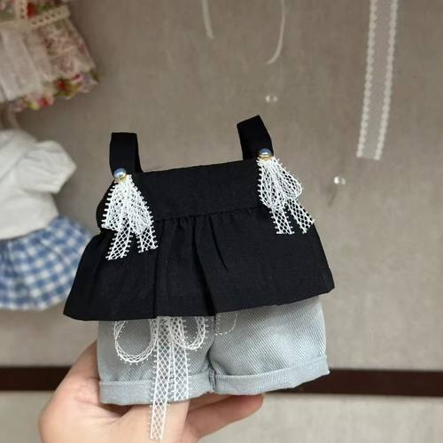 10/20/40cm棉花娃娃公仔牛仔裤娃衣超可爱玩偶换装吊带裙娃衣套装