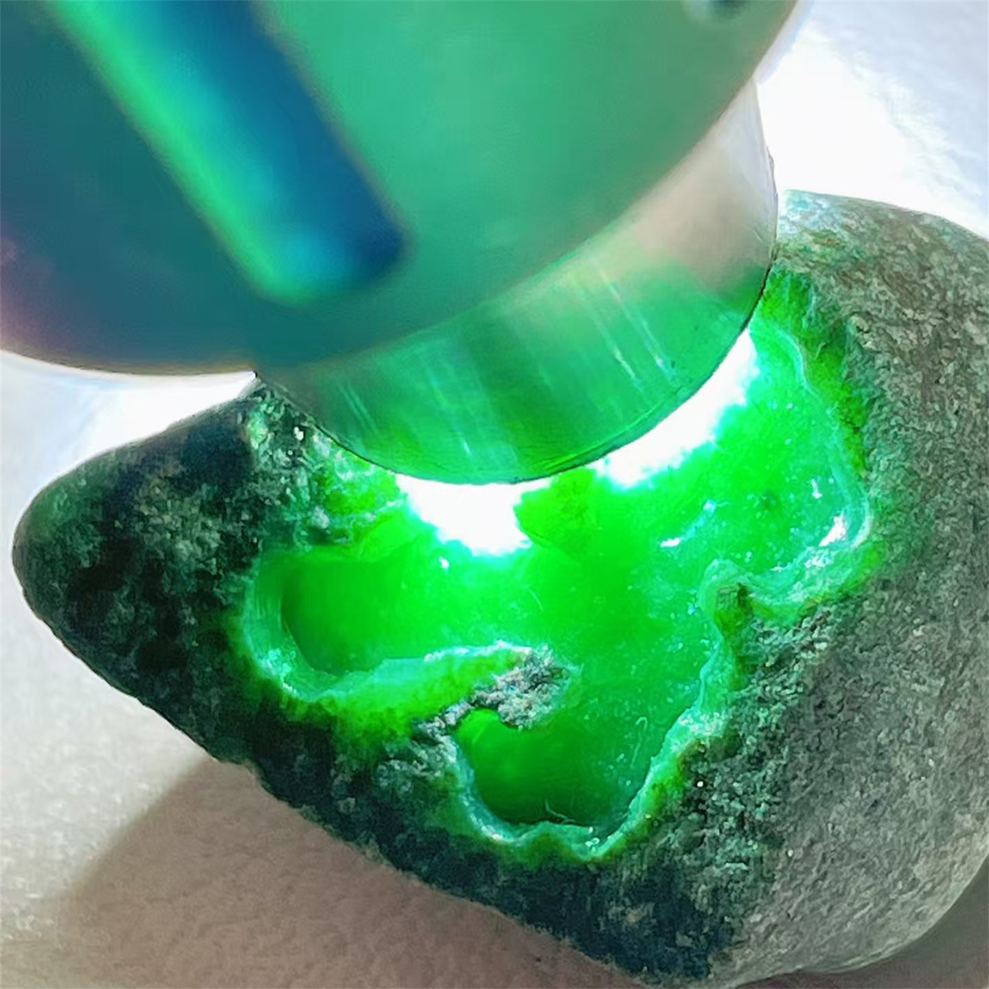 A48 精品缅甸天然翡翠原石老坑后江场口色料戒面料  重11克