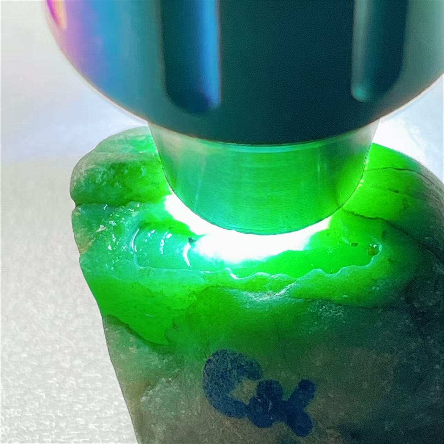 A21 精品缅甸天然翡翠原石老坑后江场口色料戒面料  重20克