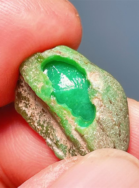 A86428 精品缅甸天然翡翠原石老坑后江场口色料戒面料  重2克