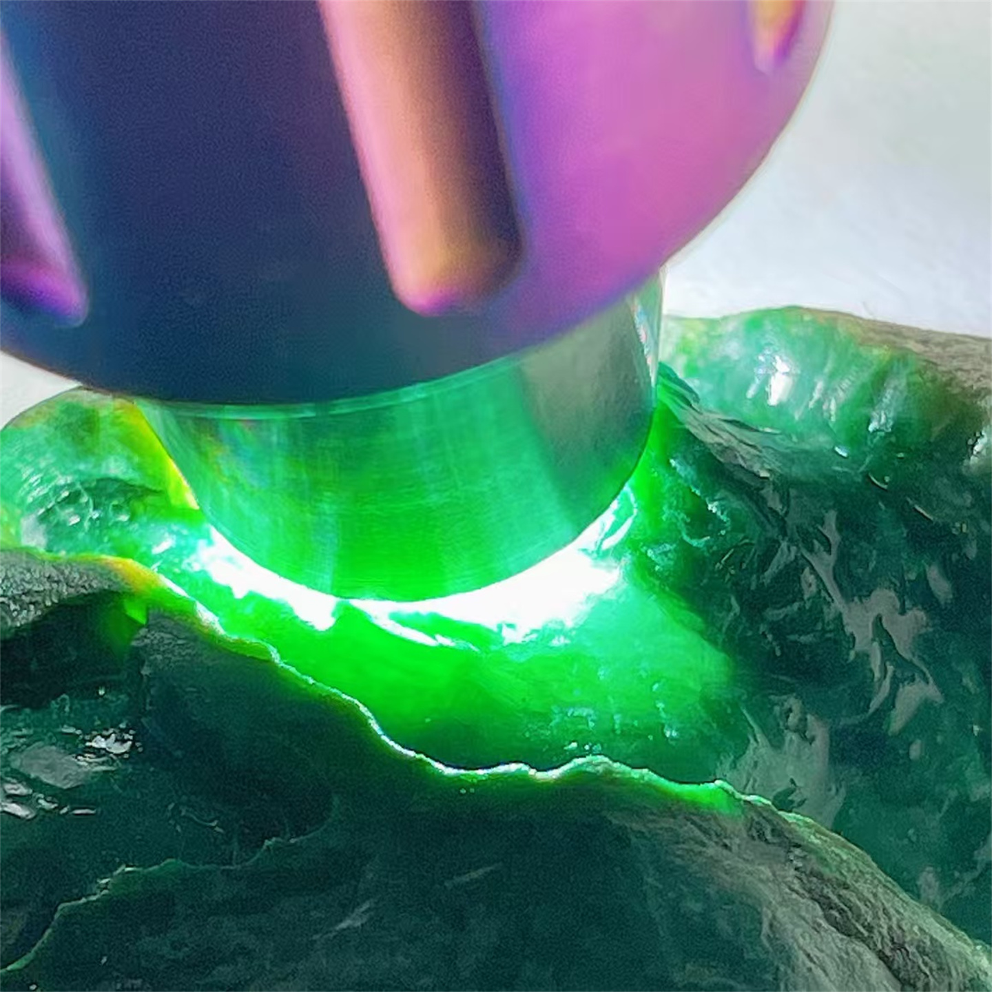 精品缅甸天然翡翠原石色料戒面料