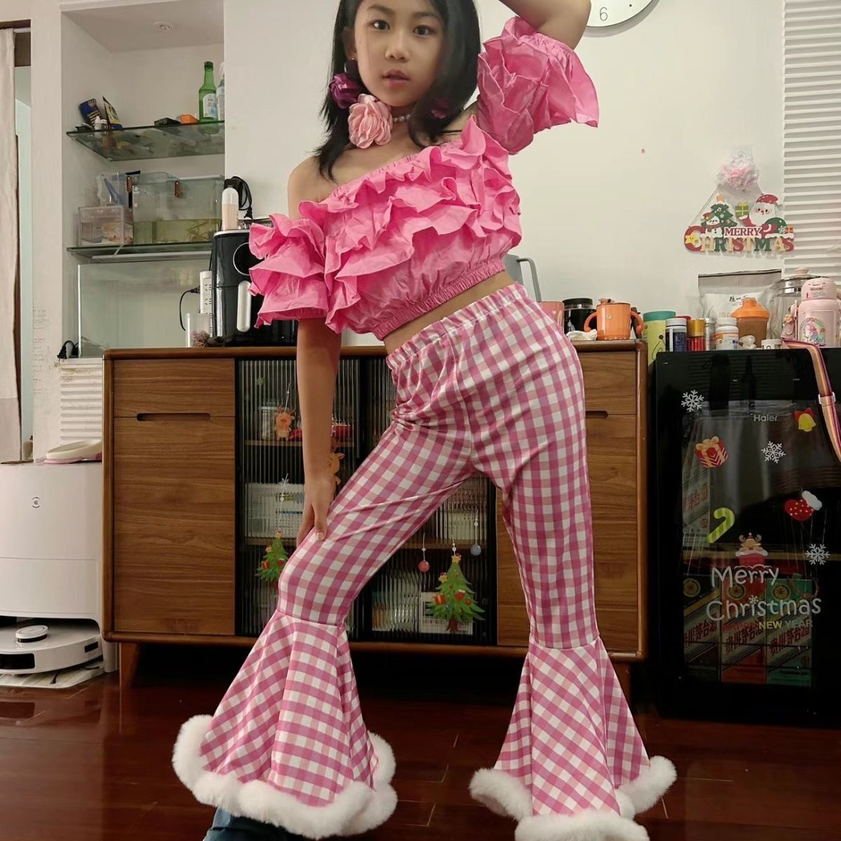 复古风走秀潮服个性新款女童港风儿童演出服