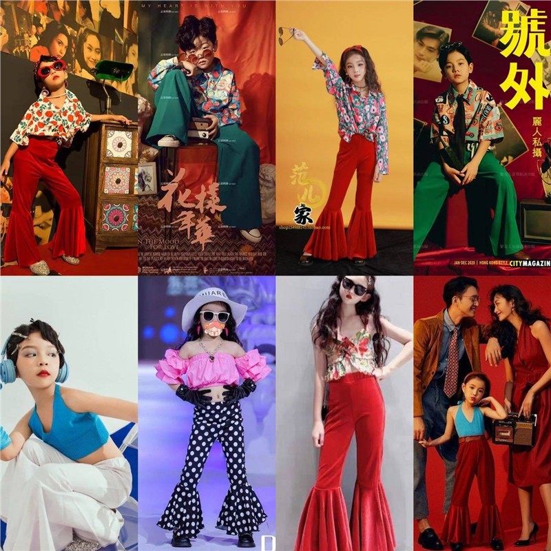 照相馆喇叭裤主题复古港风女童班年代拍摄8090整套走秀儿童演出服,童装/婴儿装/亲子装,儿童演出服,淘宝优惠券,粉丝福利购,淘宝优惠卷