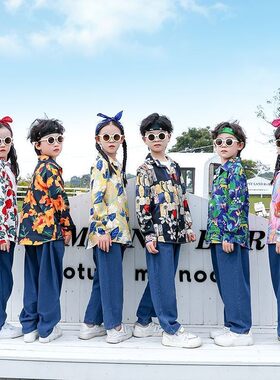 元旦港风花衬衣护花使者复古儿童演出服运动会幼儿园小学舞蹈表演