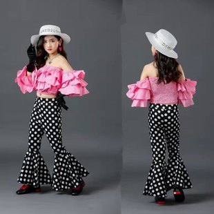 模特风演出服摇滚港风t幼儿女童走秀服潮服机车风台炫酷复古摄影