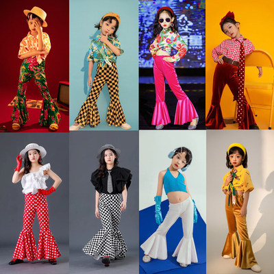 港风潮猫步复古童比赛年代喇叭裤幼儿园走秀儿童演出T台8090服装