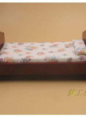 1:12娃娃屋dollhouse迷你木制小家具模型过家家玩具小床D298