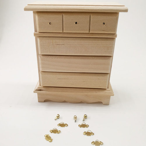1:12娃娃屋diy小屋dollhouse迷你家具模型玩具成品摆件四屉柜子