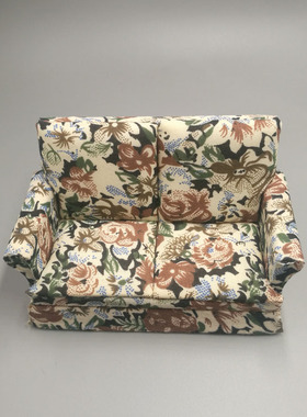 1:12娃娃屋dollhouse迷你木制小家具模型过家家玩具双人沙发D291