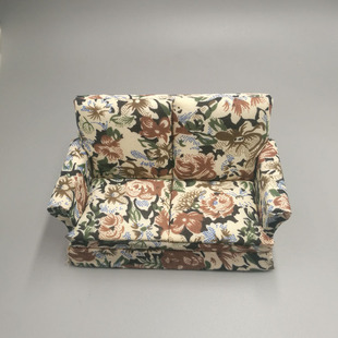 1:12娃娃屋dollhouse迷你木制小家具模型过家家玩具双人沙发D291