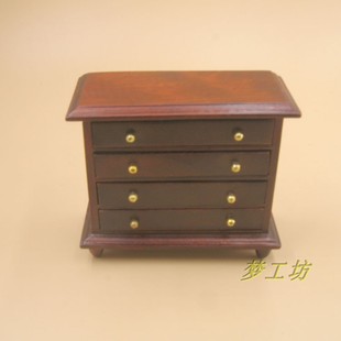 1：12娃娃屋dollhouse迷你木制小家具模型过家家玩具四屉柜子D269