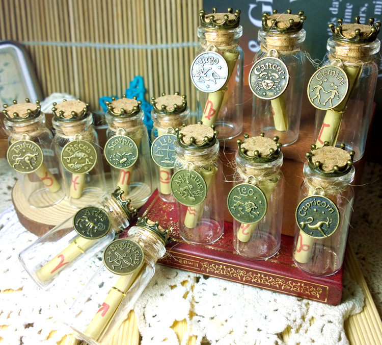 新款12星座许愿瓶木塞胎毛
