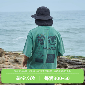 FEAROM原创白垩纪印花短袖 夏季潮牌流行宽松休闲纯棉半袖情侣t恤