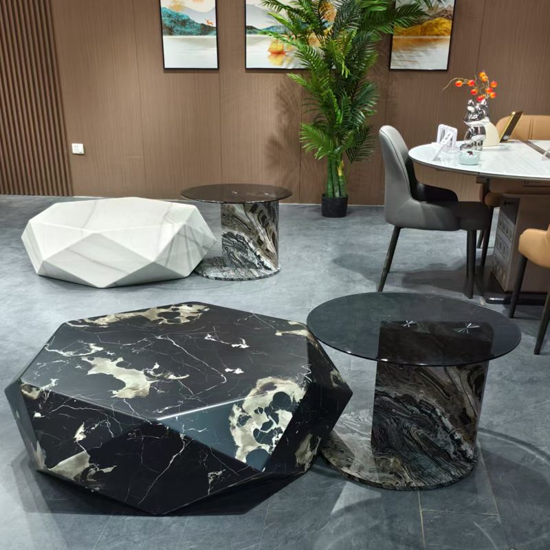 钻石款式茶几异型潮流时尚简约个性小户型意式大理石纹新款罗尔曼