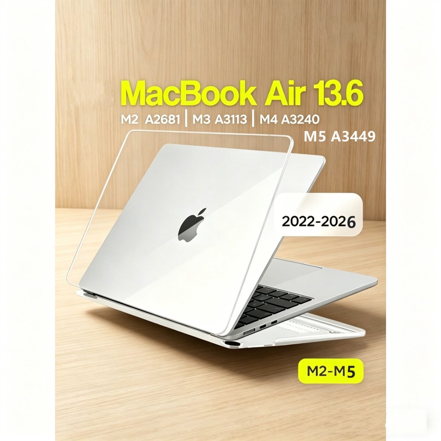 适用2022/24/25/26年MacbookAir13.6寸M2M3M4M5透明保护壳苹果笔记本电脑Neo保护套Pro14硬外壳配件