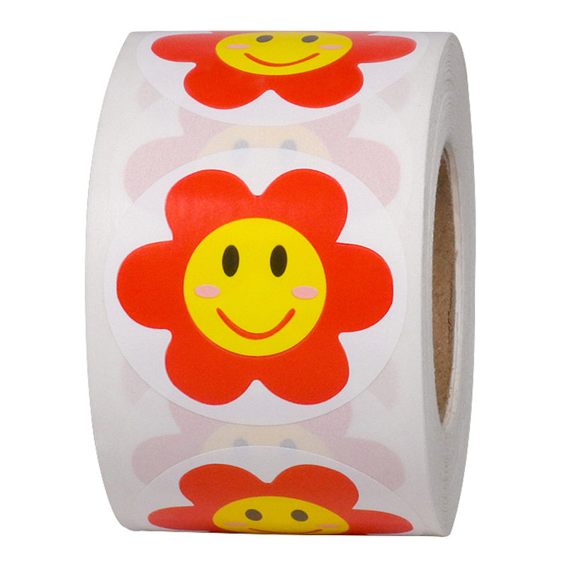 可爱笑脸小红花贴纸sticker教师课堂奖励class management500/卷