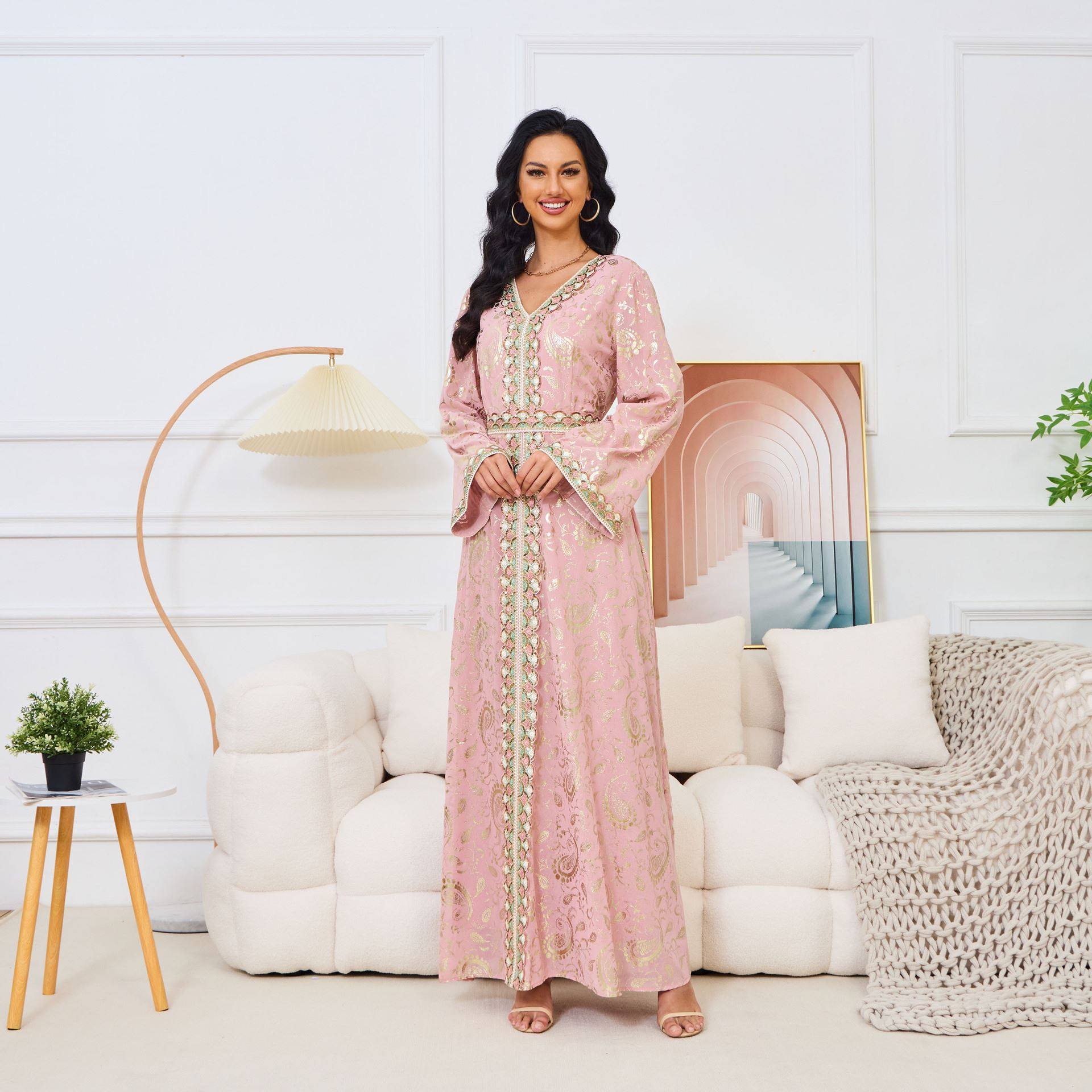 Dubai中东dress烫金时连衣裙