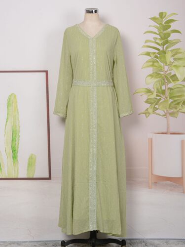 New muslim dress新款跨境外贸阿拉伯女烫金长连衣裙078