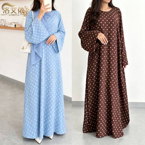 2026年Polka dot plus size dress波点大码休闲长袖连衣裙女1378