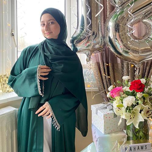Dubai ladies' robes秋装新款女士春夏聚会日常纯色钉珠开衫LR627