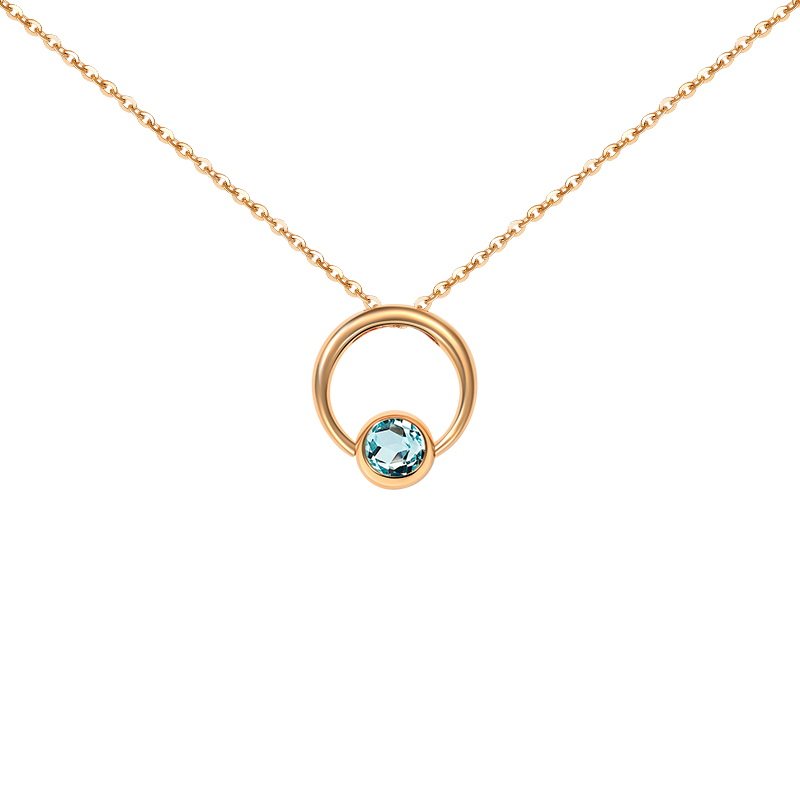 金石盟18k玫瑰金十二月份生辰生日石吊坠锁骨链彩宝幸运石送女友