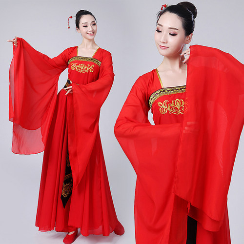 新款古典舞蹈演出服装古代汉服表演服装唐装广袖舞蹈服凉凉仙女服 - 封面